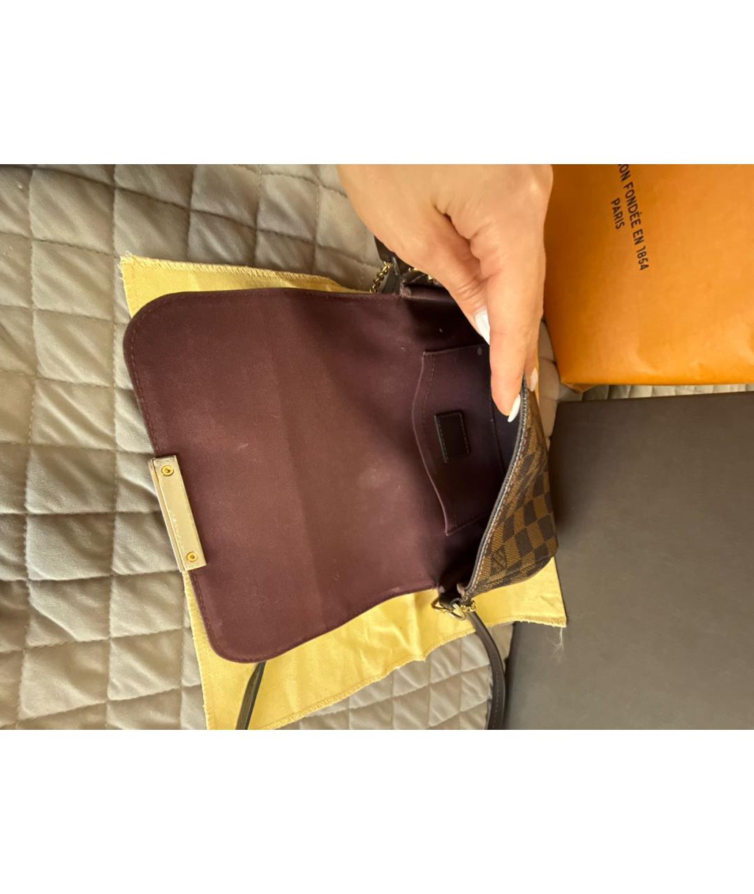 LOUIS VUITTON Коричневая кожаная сумка через плечо, фото 4
