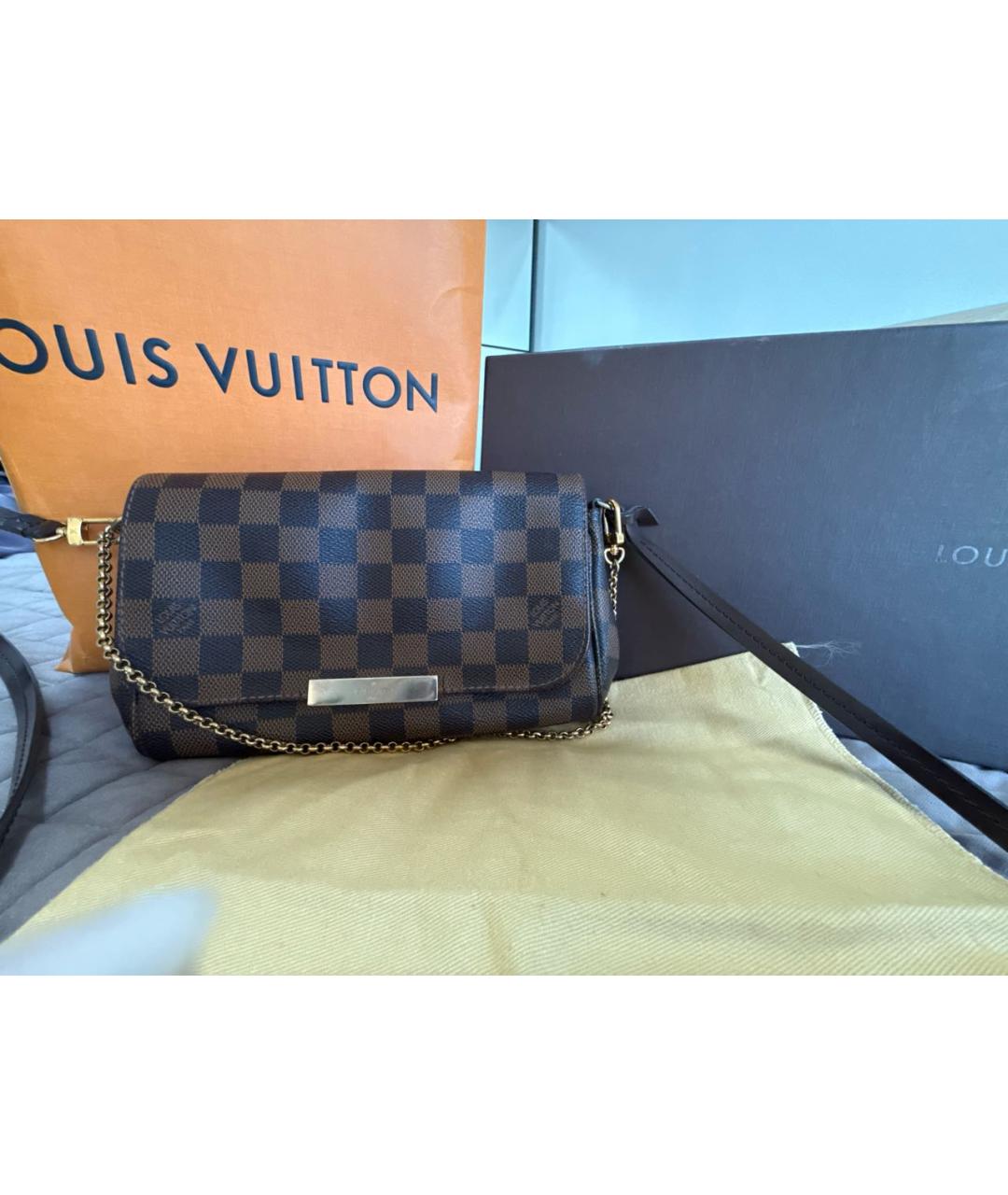LOUIS VUITTON Коричневая кожаная сумка через плечо, фото 8