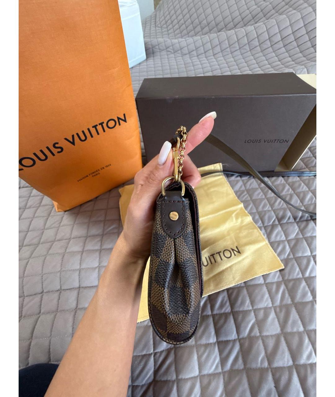 LOUIS VUITTON Коричневая кожаная сумка через плечо, фото 7