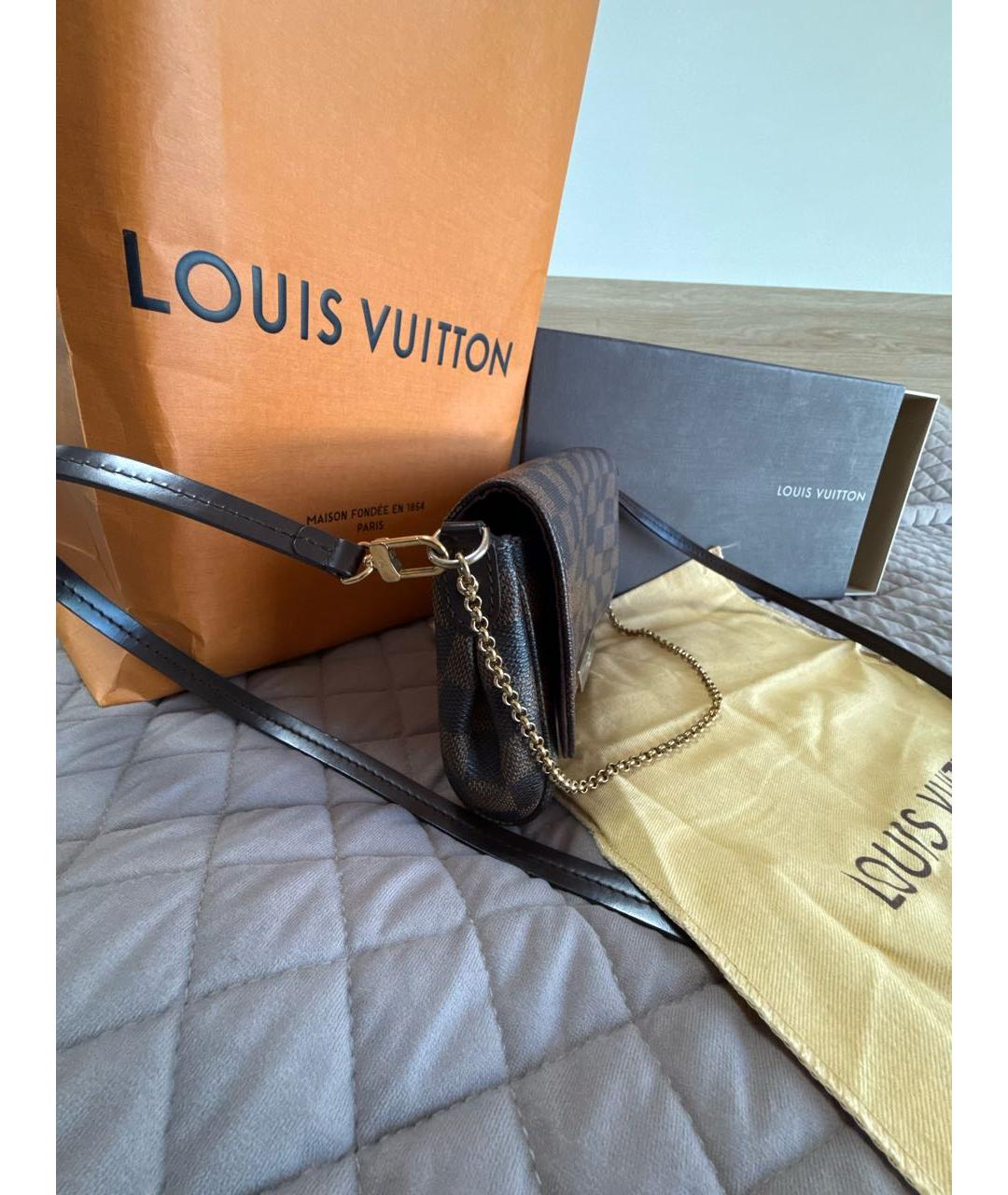 LOUIS VUITTON Коричневая кожаная сумка через плечо, фото 3