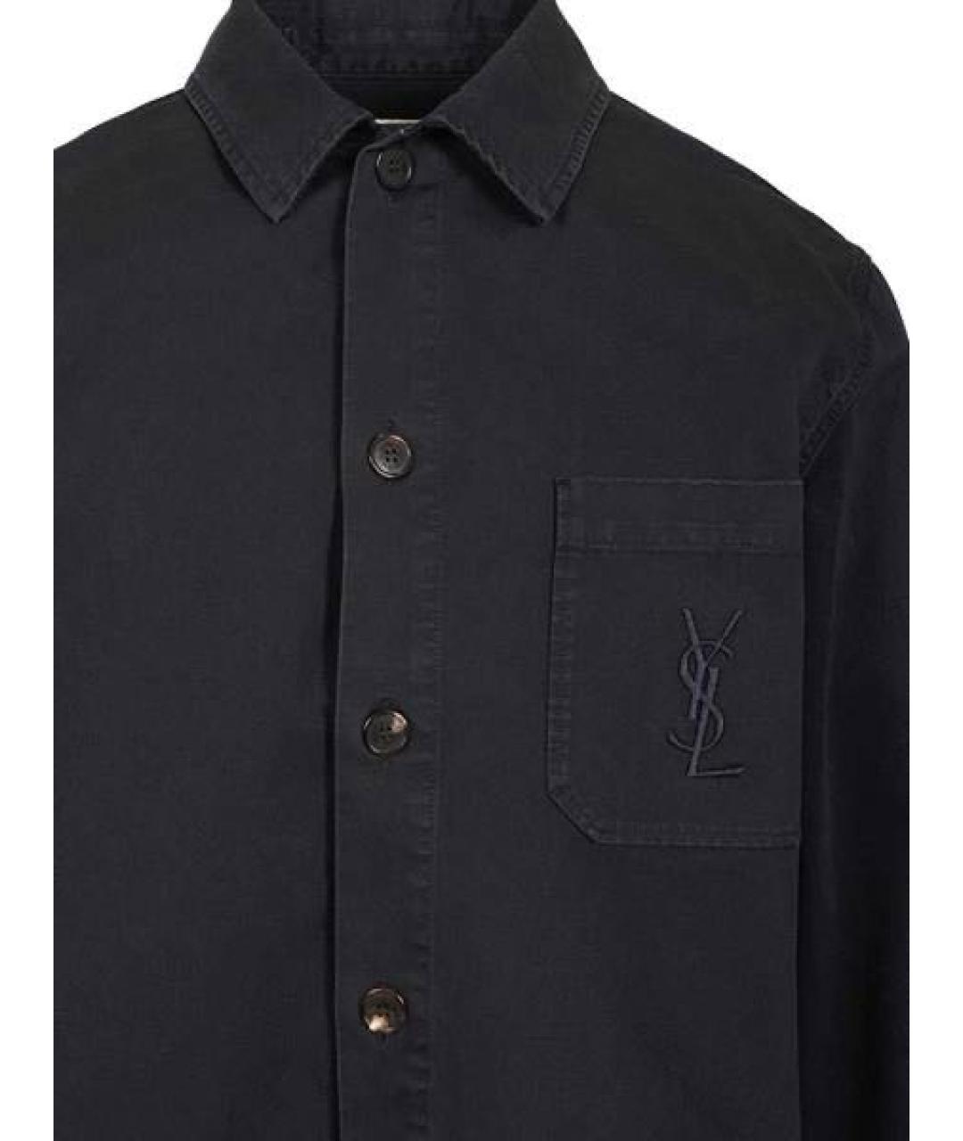 SAINT LAURENT Темно-синяя хлопковая куртка, фото 4