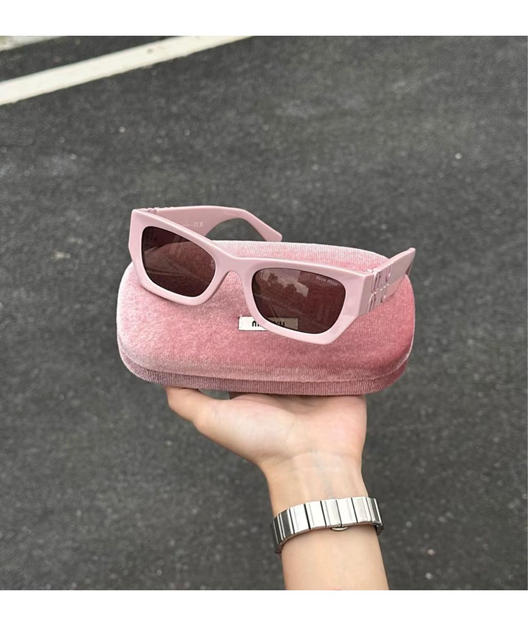 MIU MIU Розовые пластиковые солнцезащитные очки, фото 5