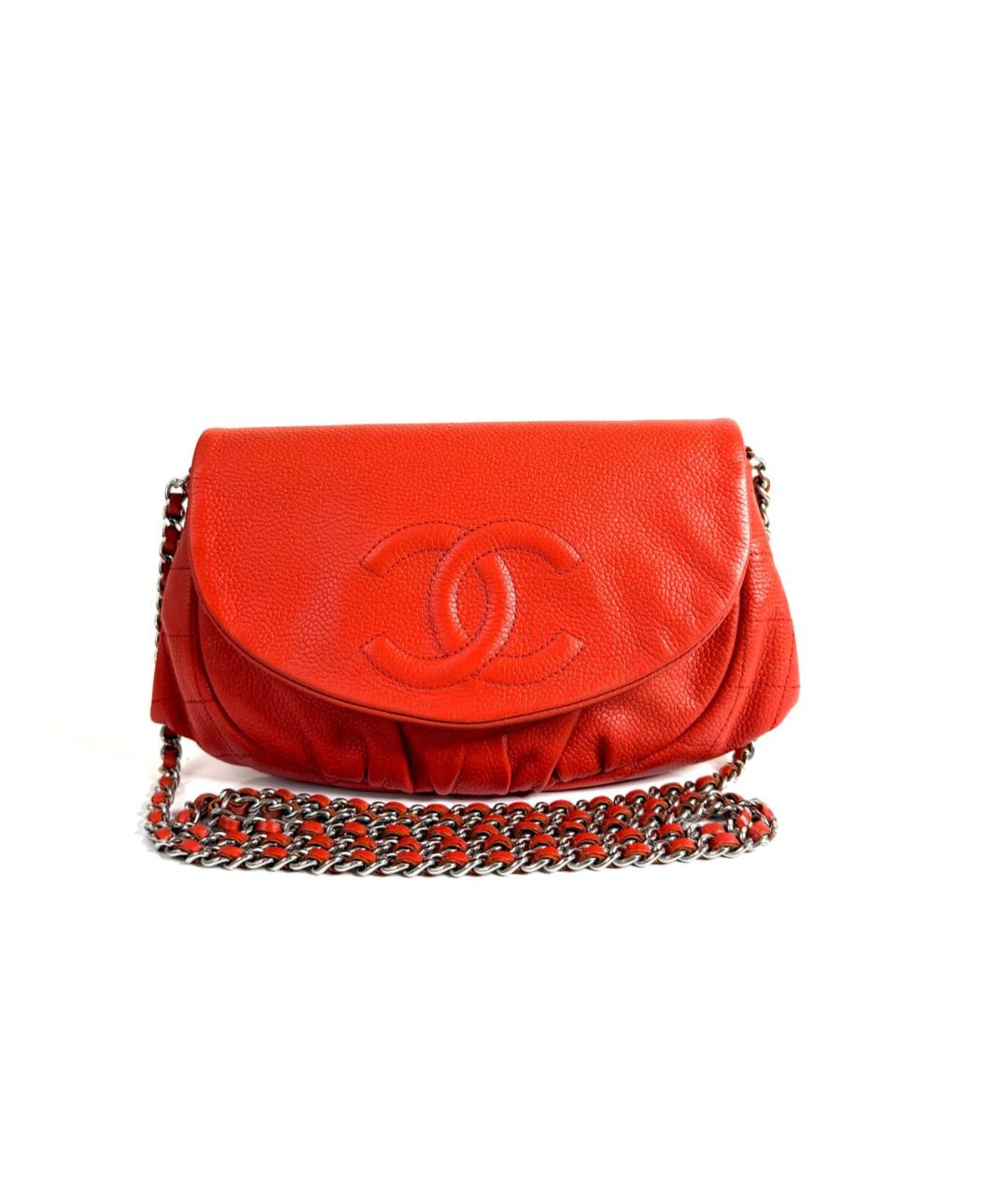 CHANEL Оранжевая кожаная сумка через плечо, фото 9