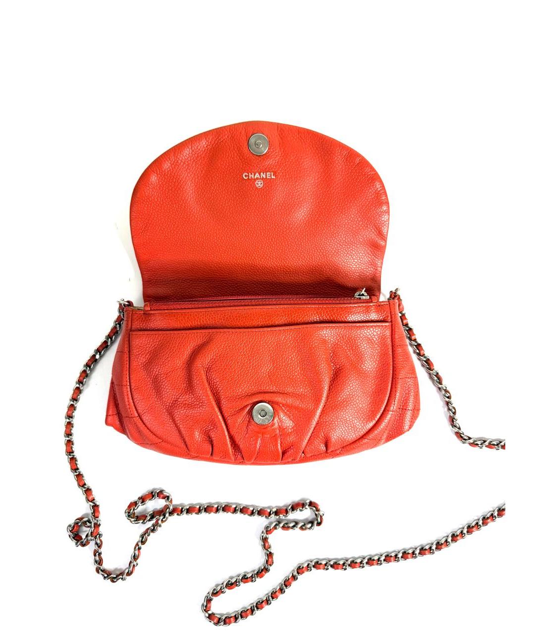 CHANEL Оранжевая кожаная сумка через плечо, фото 5