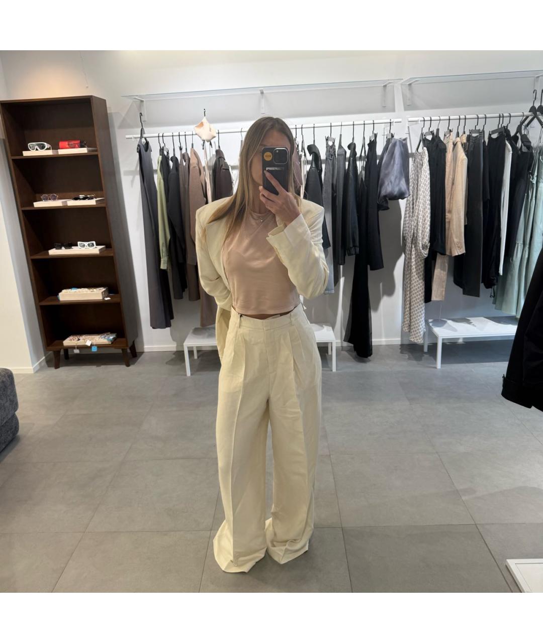 WEEKEND MAX MARA Бежевый вискозный костюм с брюками, фото 8