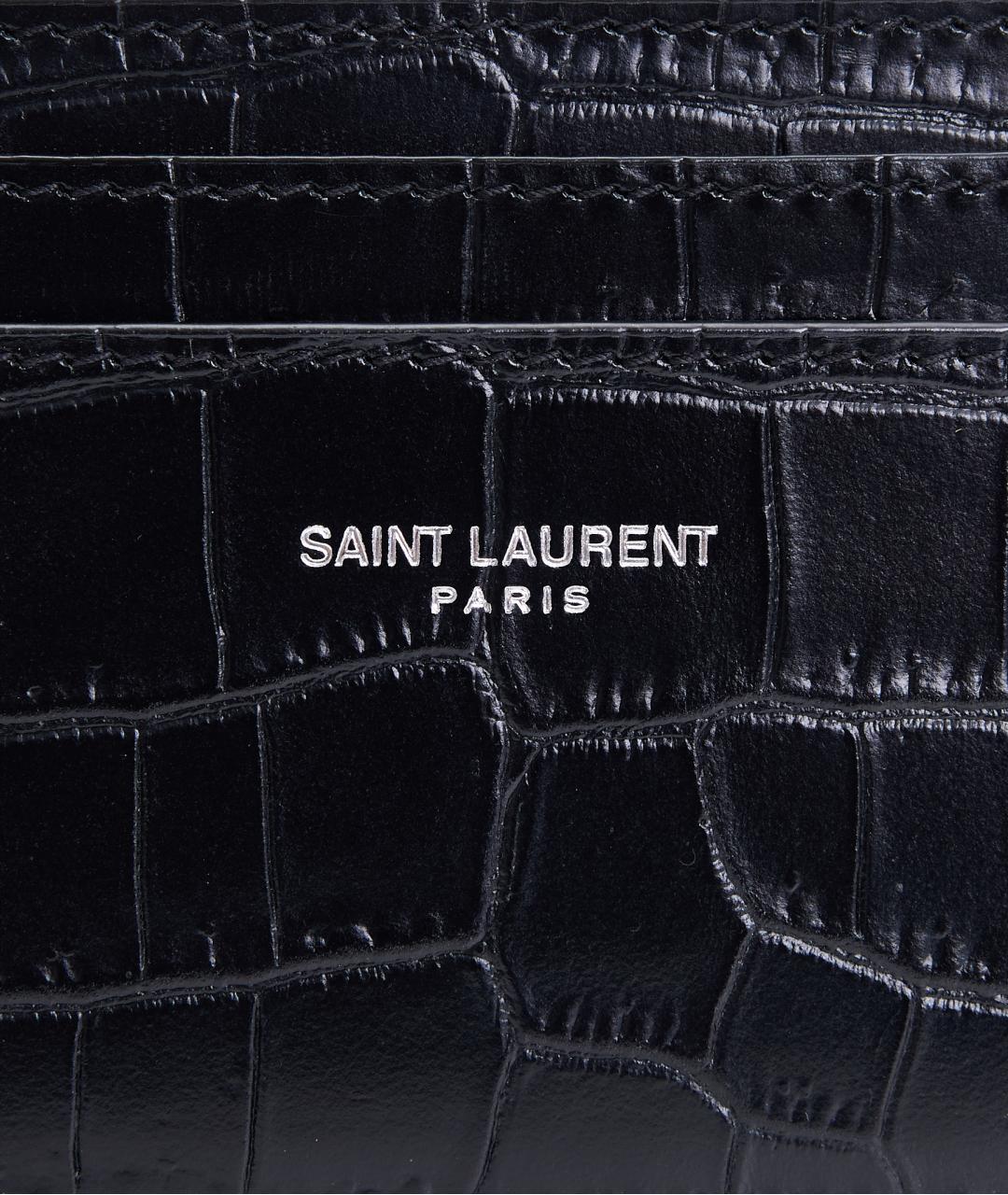 SAINT LAURENT Черный кожаный кардхолдер, фото 3
