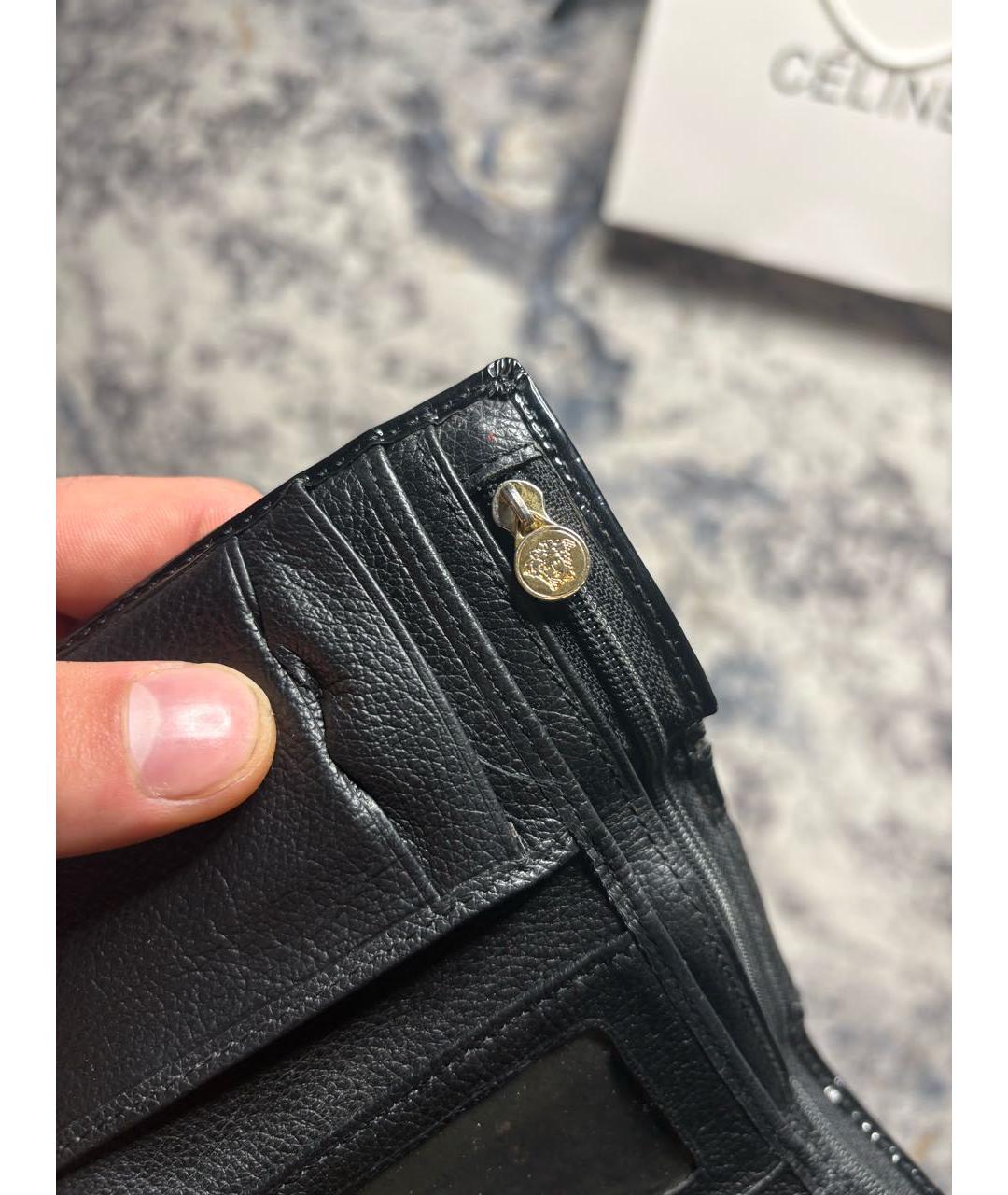 VERSACE Черный кошелек из лакированной кожи, фото 4