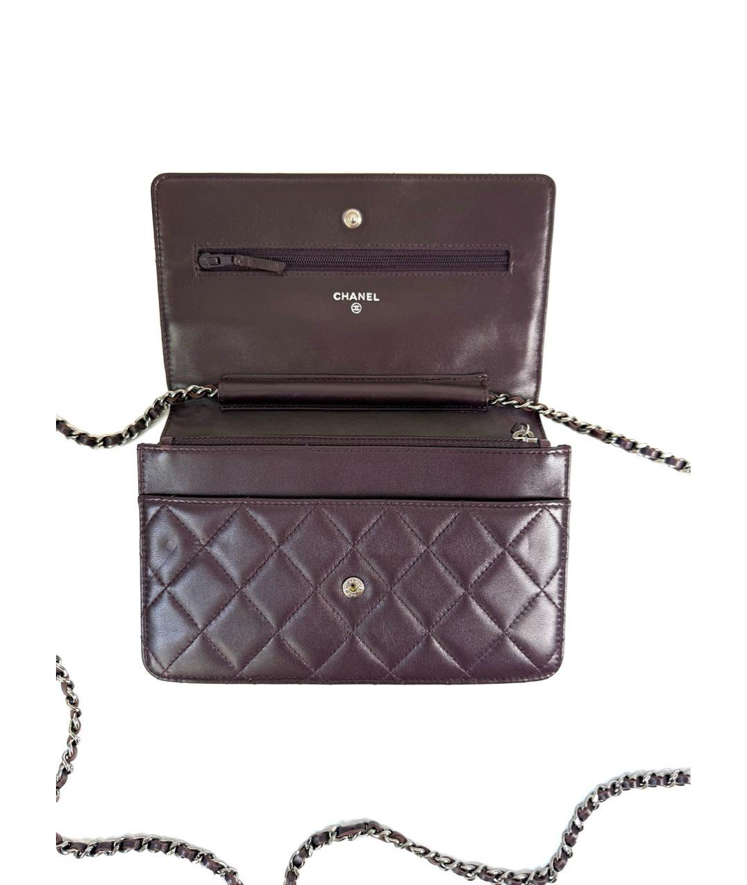 CHANEL Фиолетовая кожаная сумка через плечо, фото 4