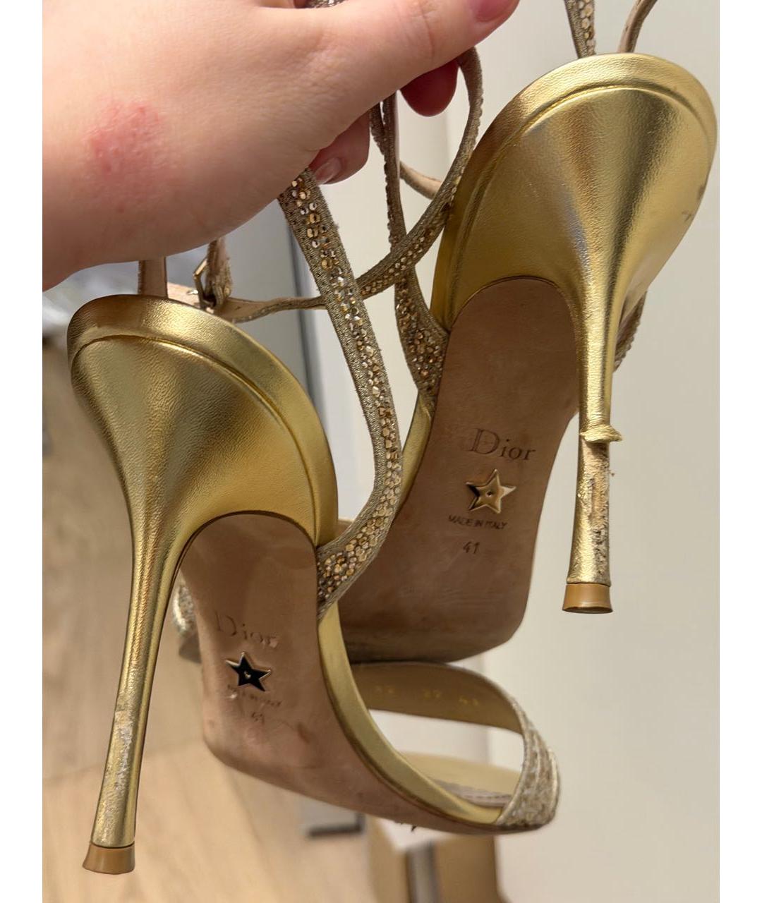 CHRISTIAN DIOR Золотые босоножки, фото 4