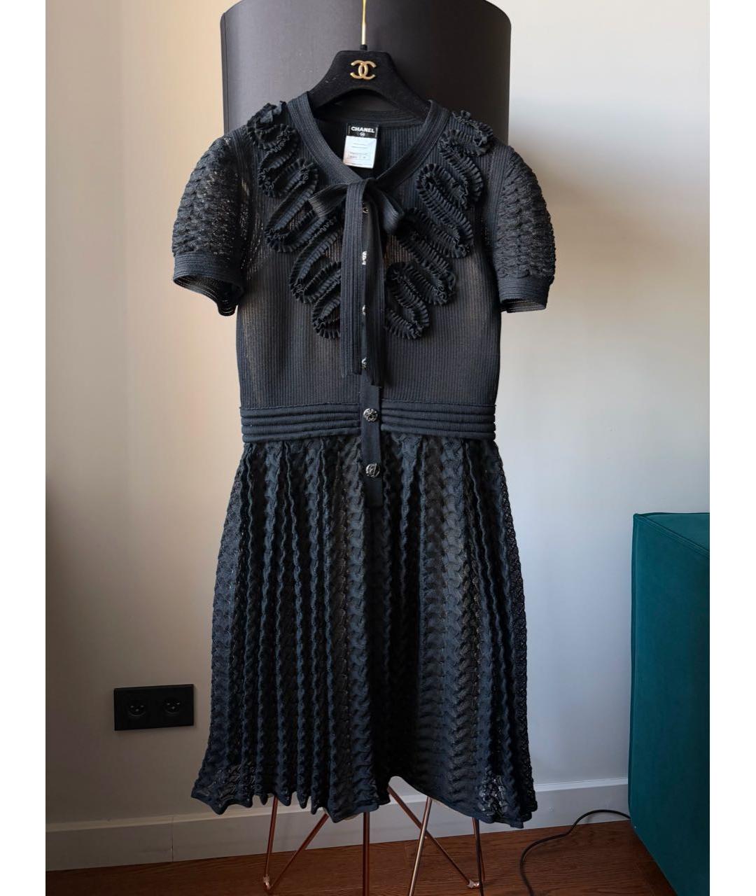CHANEL Черное хлопковое повседневное платье, фото 8
