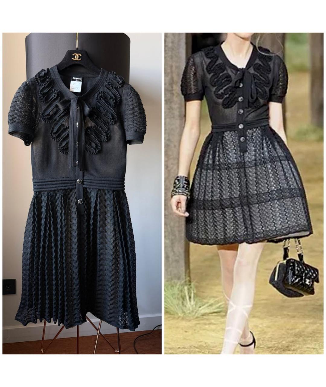 CHANEL Черное хлопковое повседневное платье, фото 6