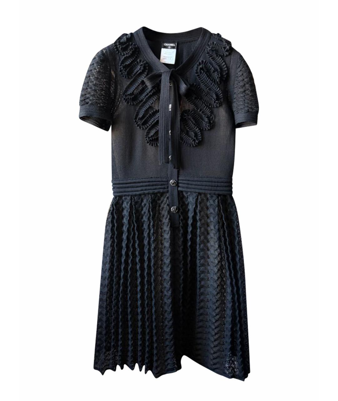CHANEL Черное хлопковое повседневное платье, фото 1