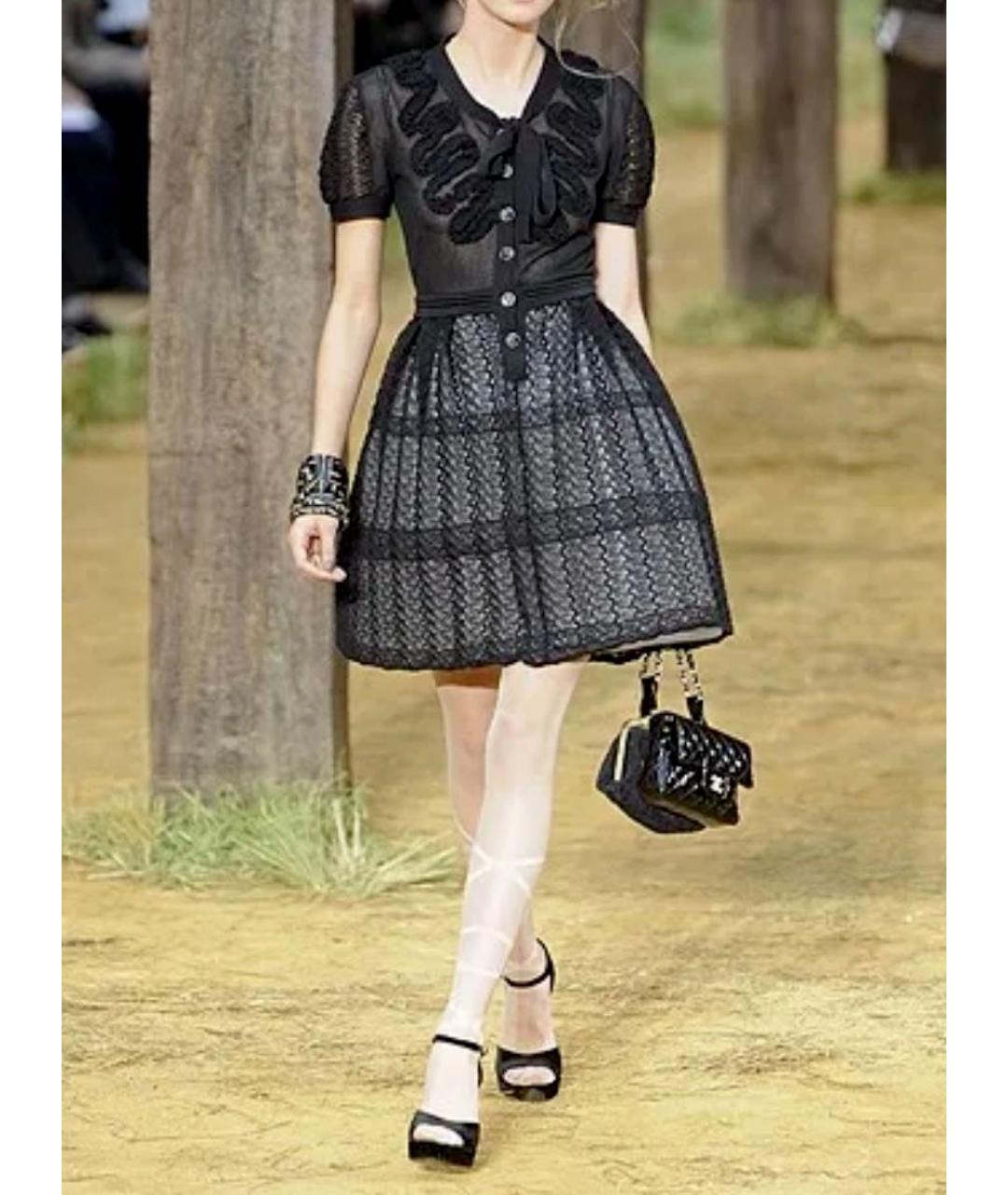 CHANEL Черное хлопковое повседневное платье, фото 2