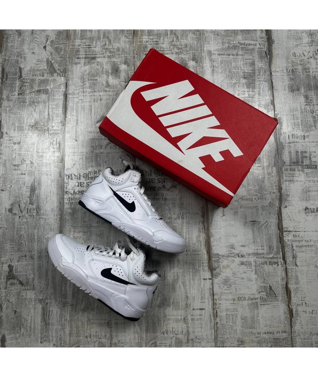 NIKE Белые кожаные высокие кроссовки / кеды, фото 2