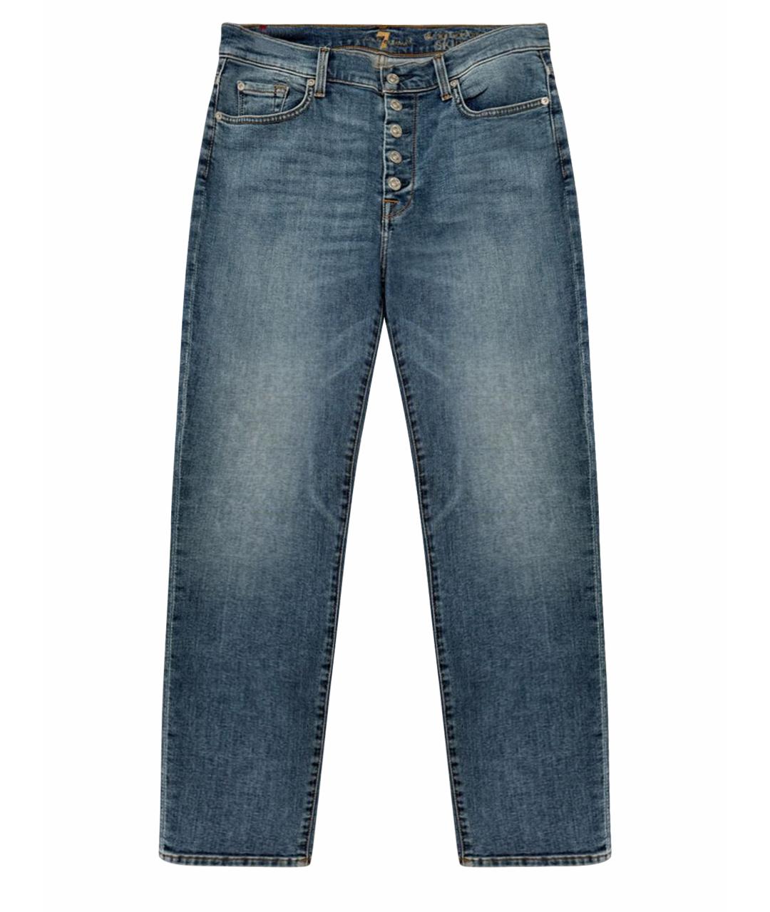 7 FOR ALL MANKIND Голубые хлопко-эластановые джинсы слим, фото 1