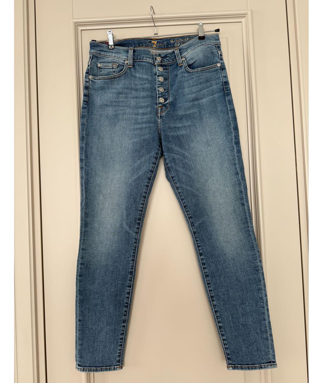 7 FOR ALL MANKIND Голубые хлопко-эластановые джинсы слим, фото 6