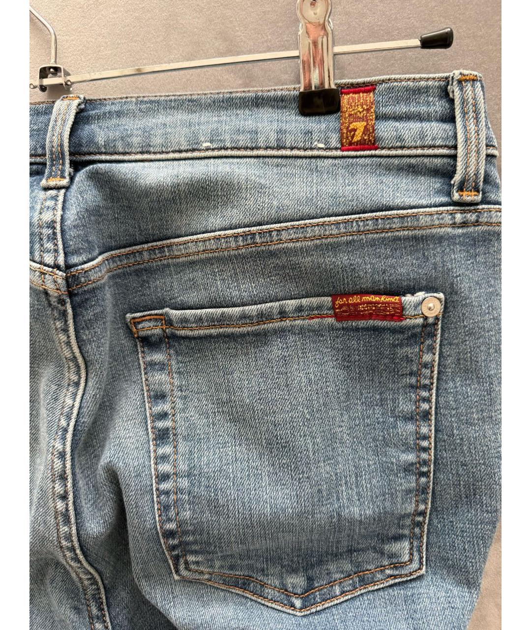 7 FOR ALL MANKIND Голубые хлопко-эластановые джинсы слим, фото 4