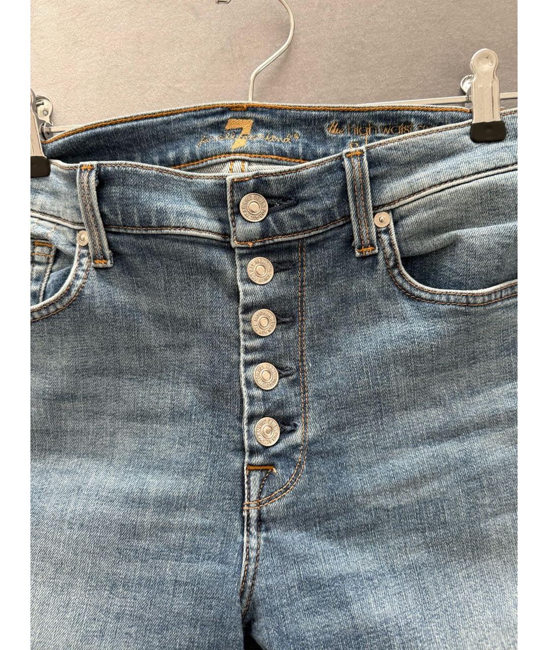 7 FOR ALL MANKIND Голубые хлопко-эластановые джинсы слим, фото 3