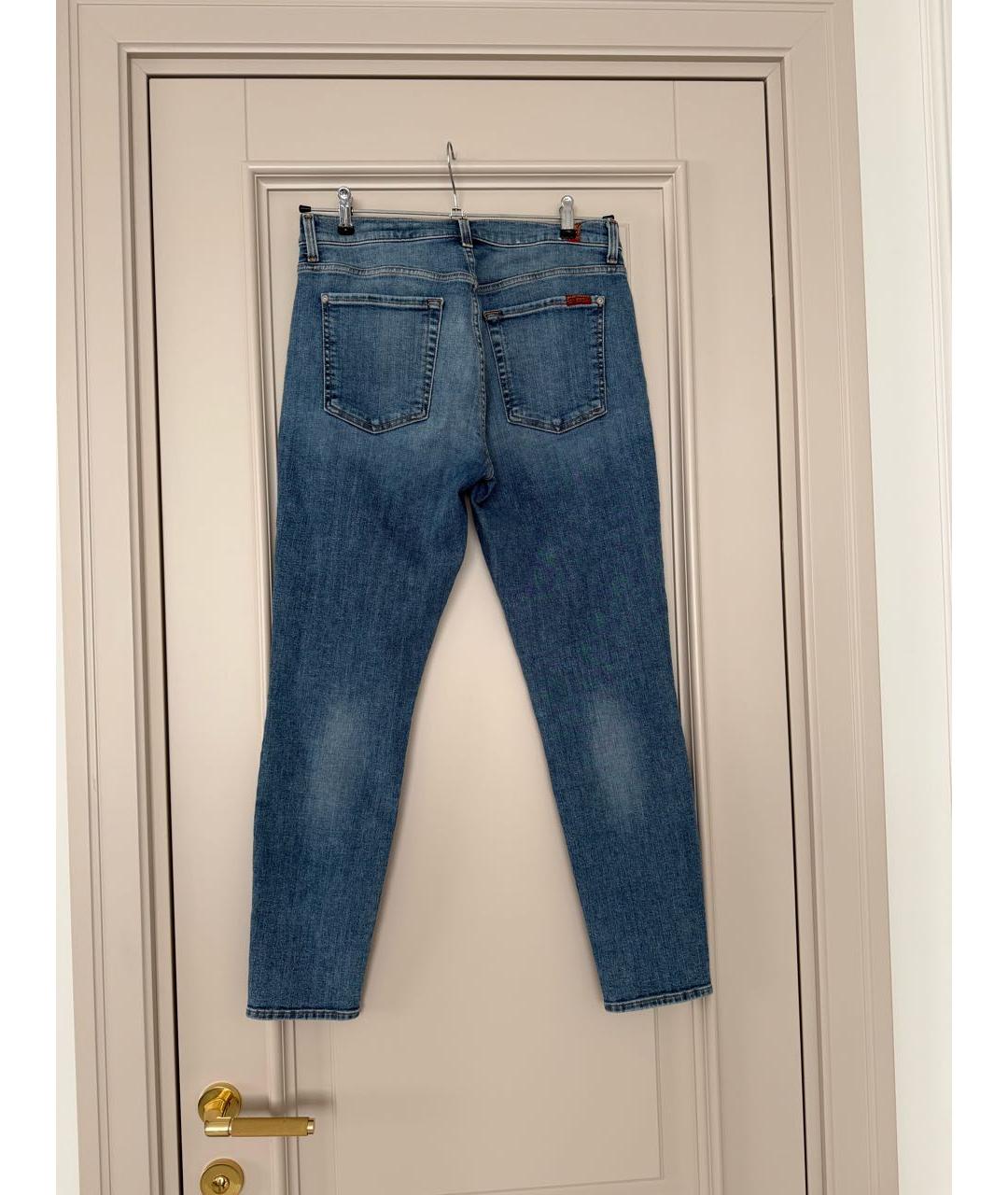7 FOR ALL MANKIND Голубые хлопко-эластановые джинсы слим, фото 2