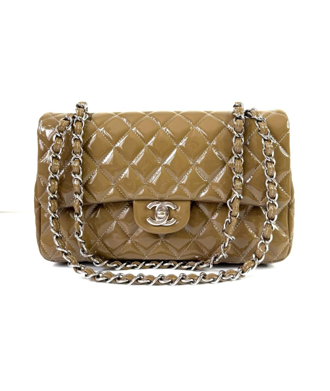 CHANEL Хаки сумка через плечо из лакированной кожи, фото 2