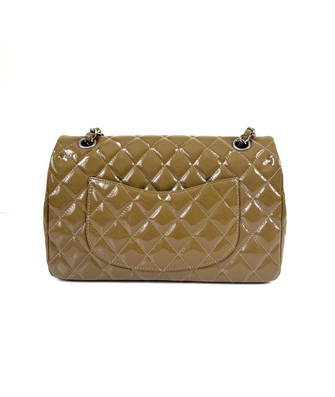CHANEL Хаки сумка через плечо из лакированной кожи, фото 3