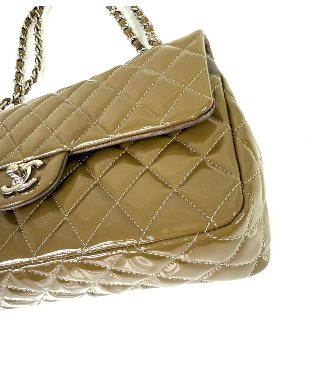 CHANEL Хаки сумка через плечо из лакированной кожи, фото 5