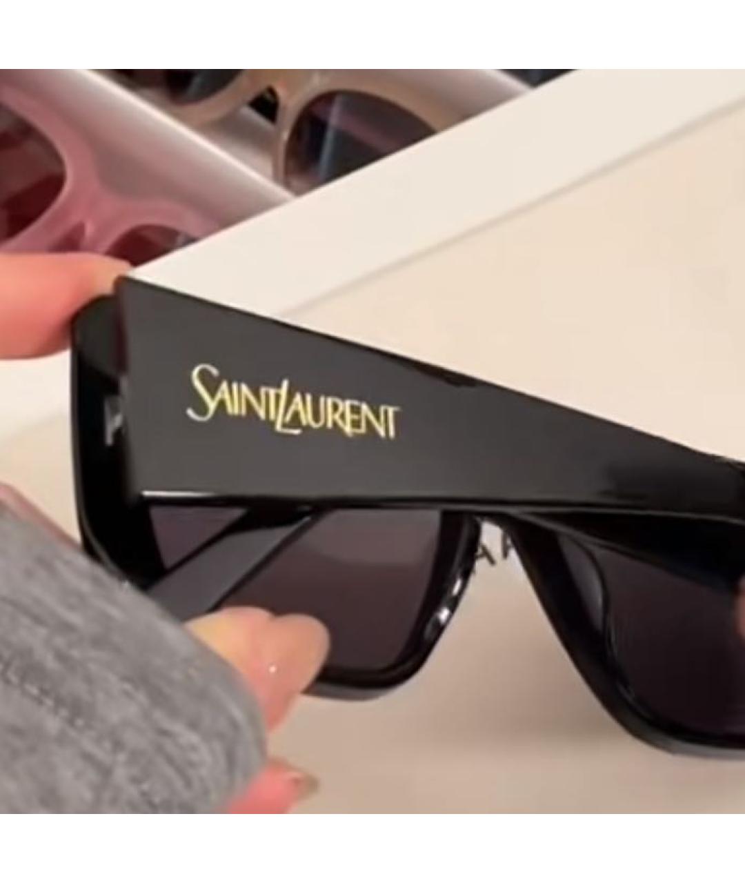 SAINT LAURENT Черные пластиковые солнцезащитные очки, фото 5