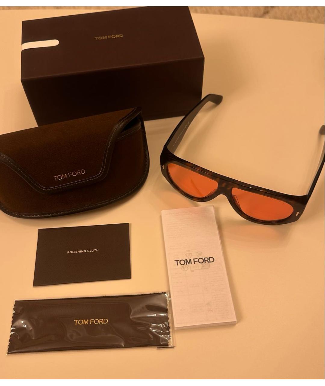 TOM FORD Коричневые пластиковые солнцезащитные очки, фото 4