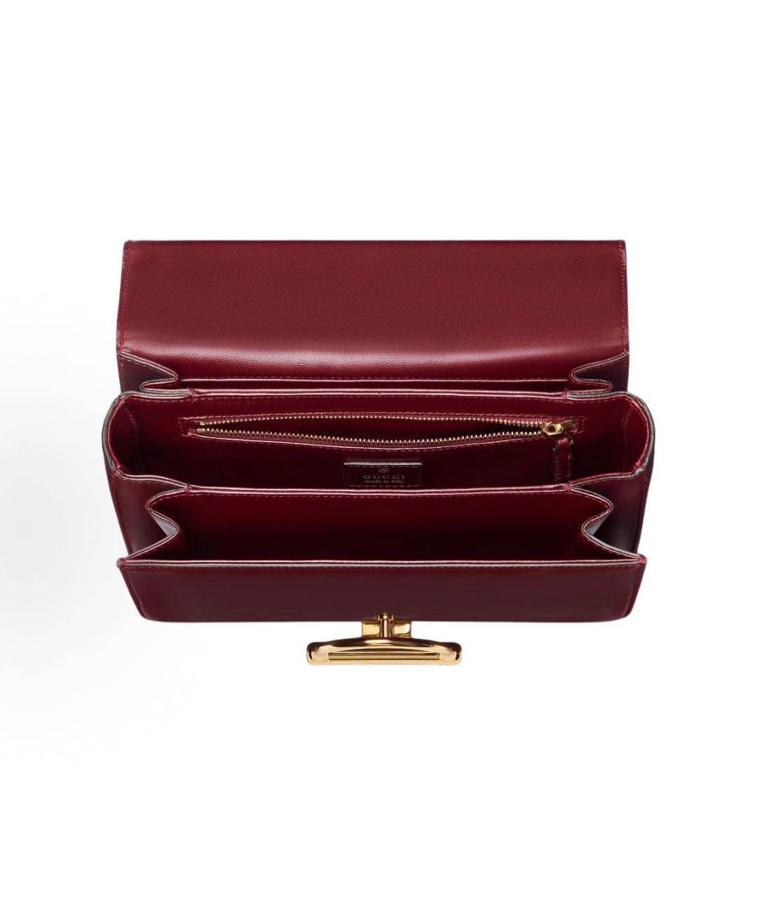 GUCCI Бордовая кожаная сумка через плечо, фото 4