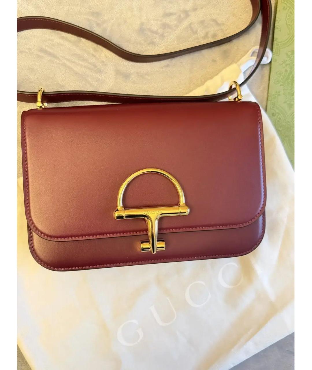 GUCCI Бордовая кожаная сумка через плечо, фото 8