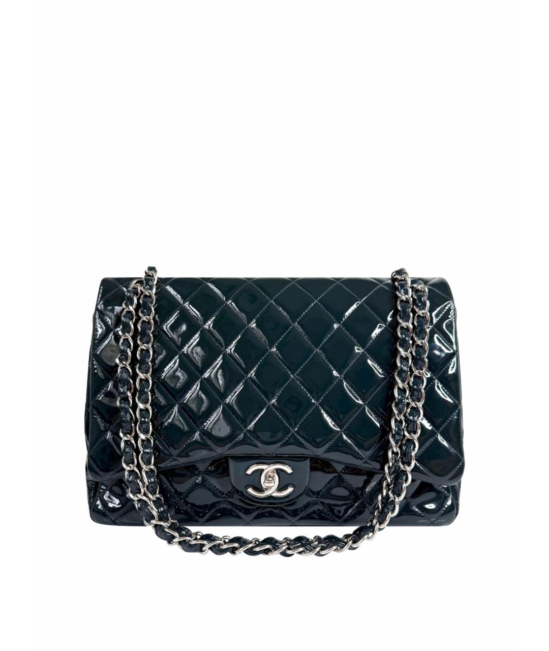 CHANEL Темно-синяя сумка через плечо из лакированной кожи, фото 1