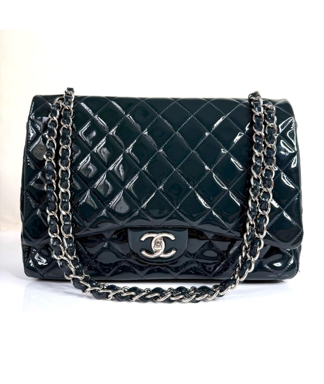 CHANEL Темно-синяя сумка через плечо из лакированной кожи, фото 9
