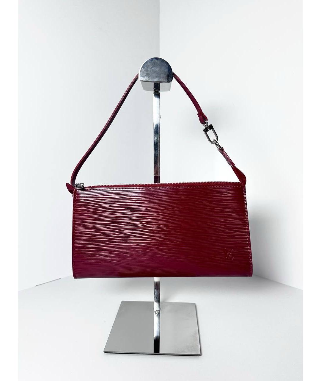 LOUIS VUITTON Бордовая кожаная сумка с короткими ручками, фото 9