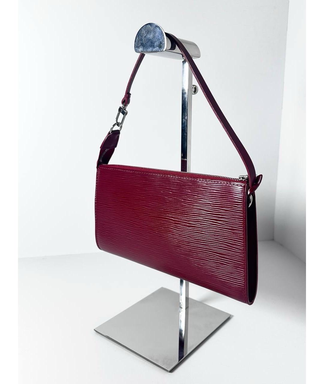 LOUIS VUITTON Бордовая кожаная сумка с короткими ручками, фото 3