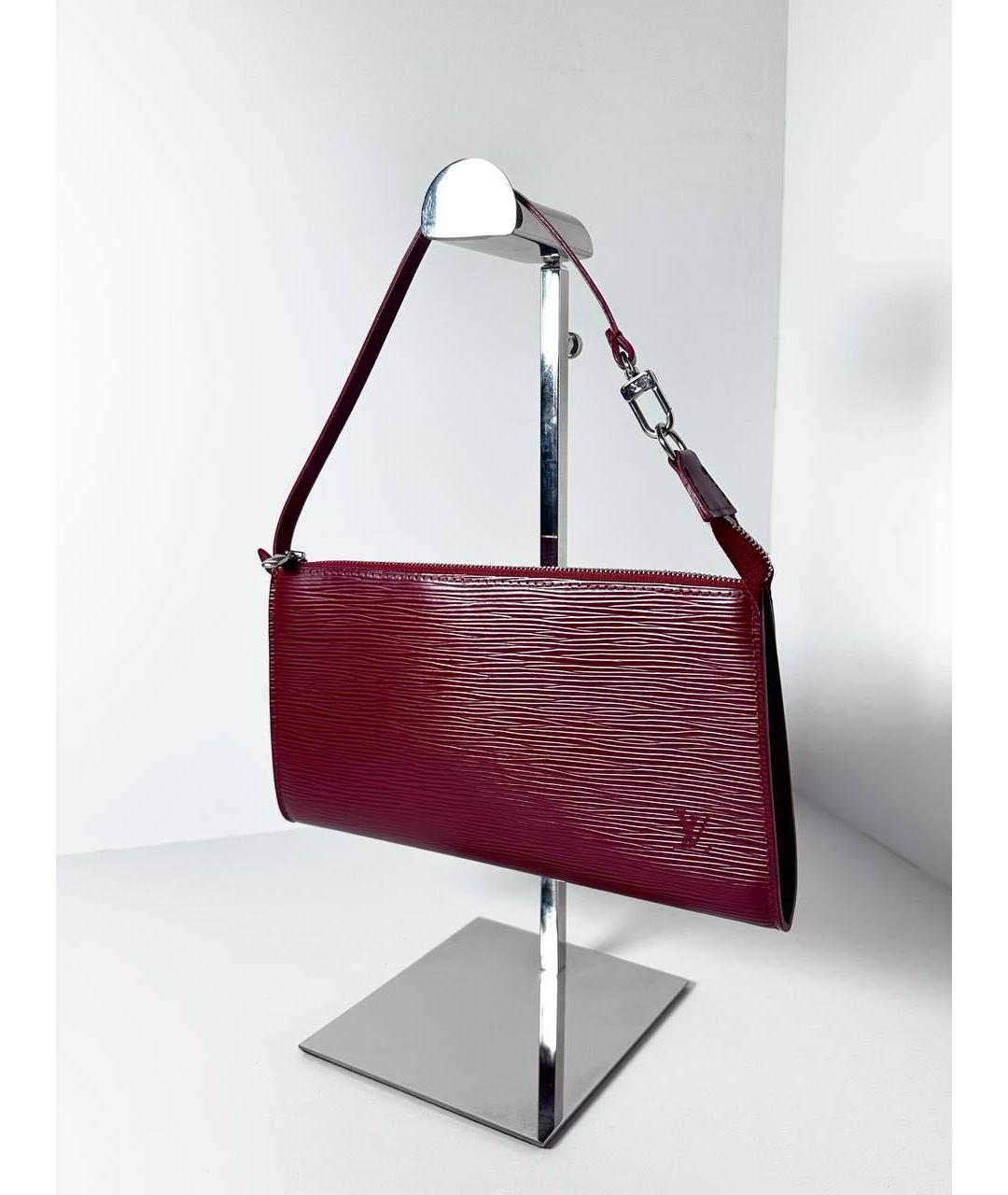 LOUIS VUITTON Бордовая кожаная сумка с короткими ручками, фото 2