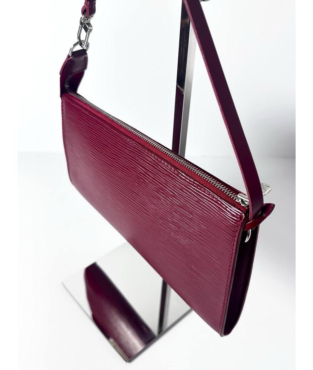 LOUIS VUITTON Бордовая кожаная сумка с короткими ручками, фото 5