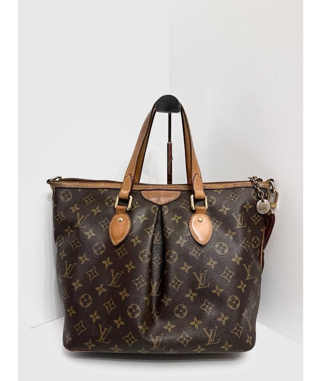 LOUIS VUITTON Коричневая кожаная сумка тоут, фото 5