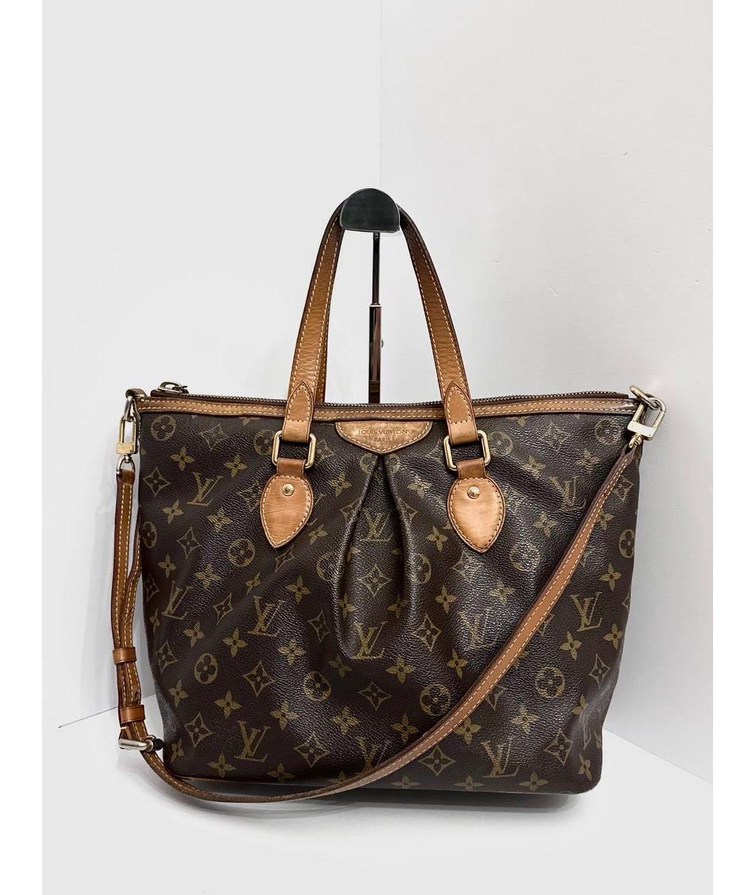 LOUIS VUITTON Коричневая кожаная сумка тоут, фото 9