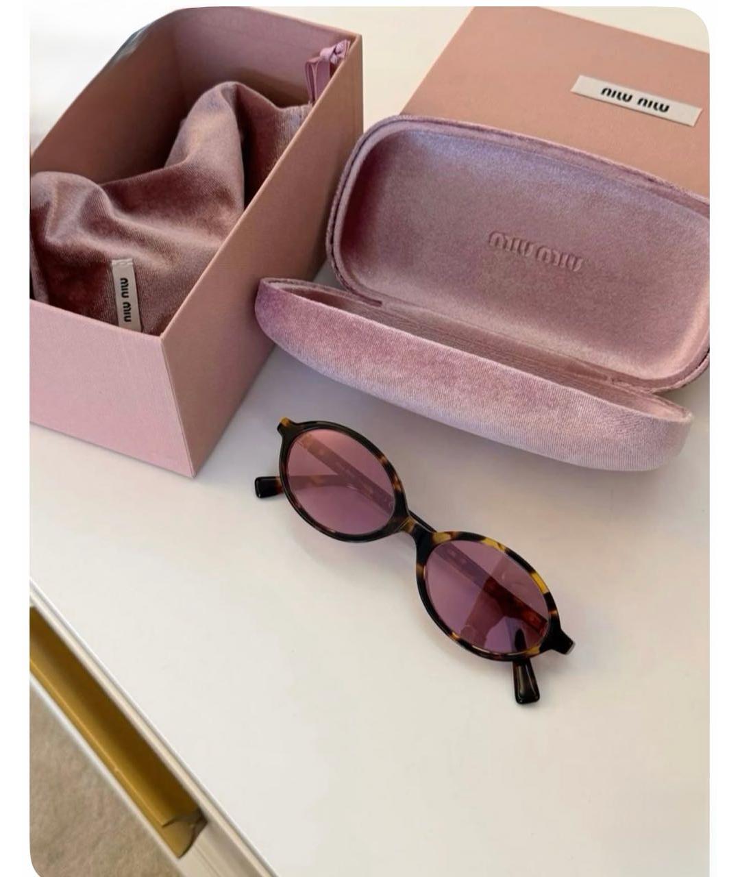 MIU MIU Розовые пластиковые солнцезащитные очки, фото 3