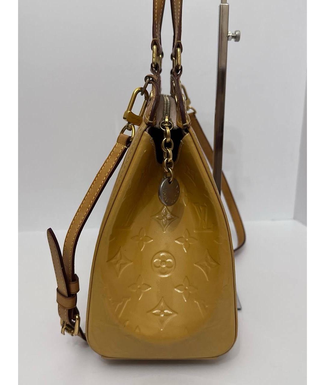 LOUIS VUITTON Желтая сумка тоут из лакированной кожи, фото 4