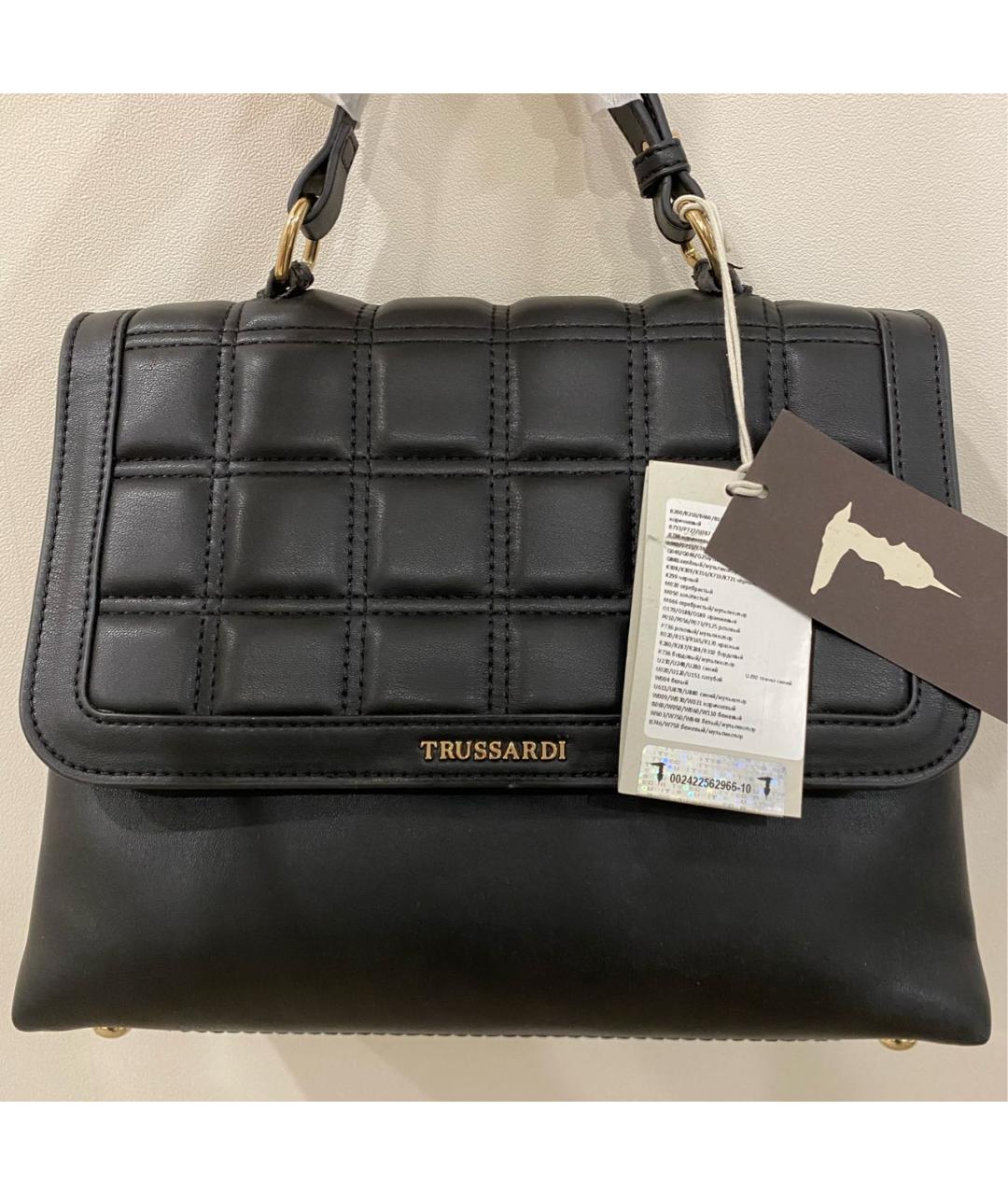 TRUSSARDI Черная сумка с короткими ручками из искусственной кожи, фото 3