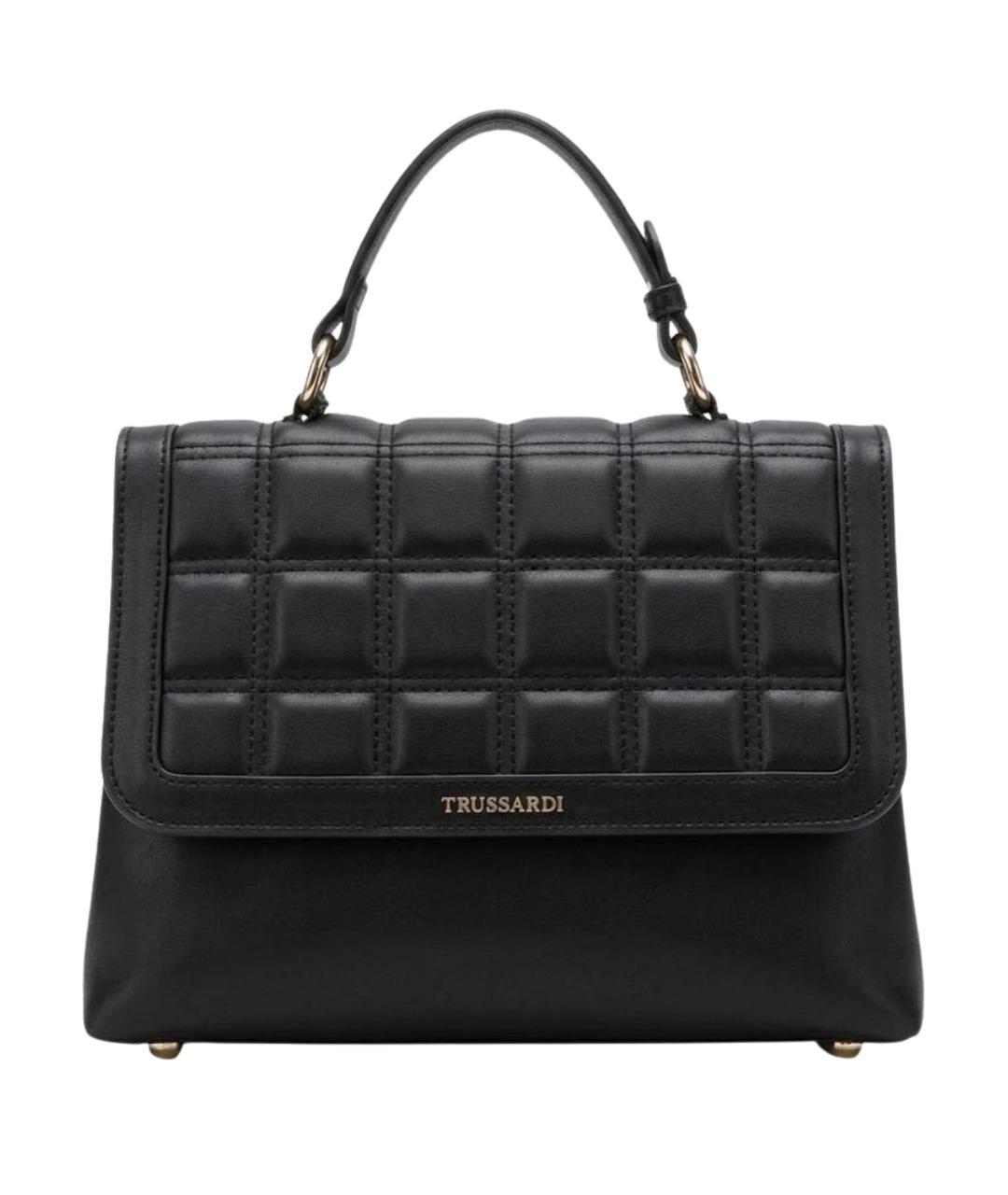 TRUSSARDI Черная сумка с короткими ручками из искусственной кожи, фото 1