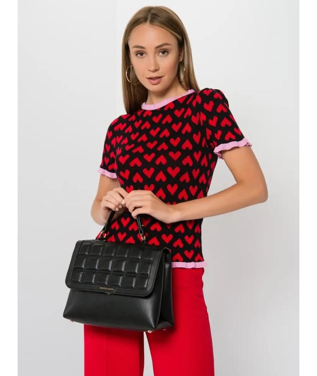 TRUSSARDI Черная сумка с короткими ручками из искусственной кожи, фото 5