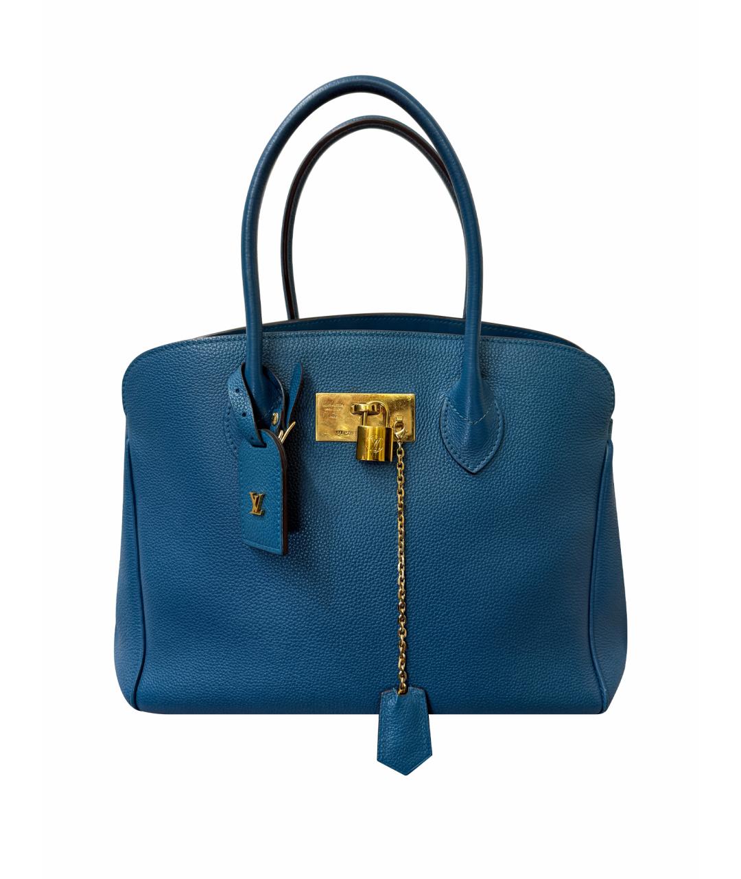 LOUIS VUITTON Синяя кожаная сумка тоут, фото 5