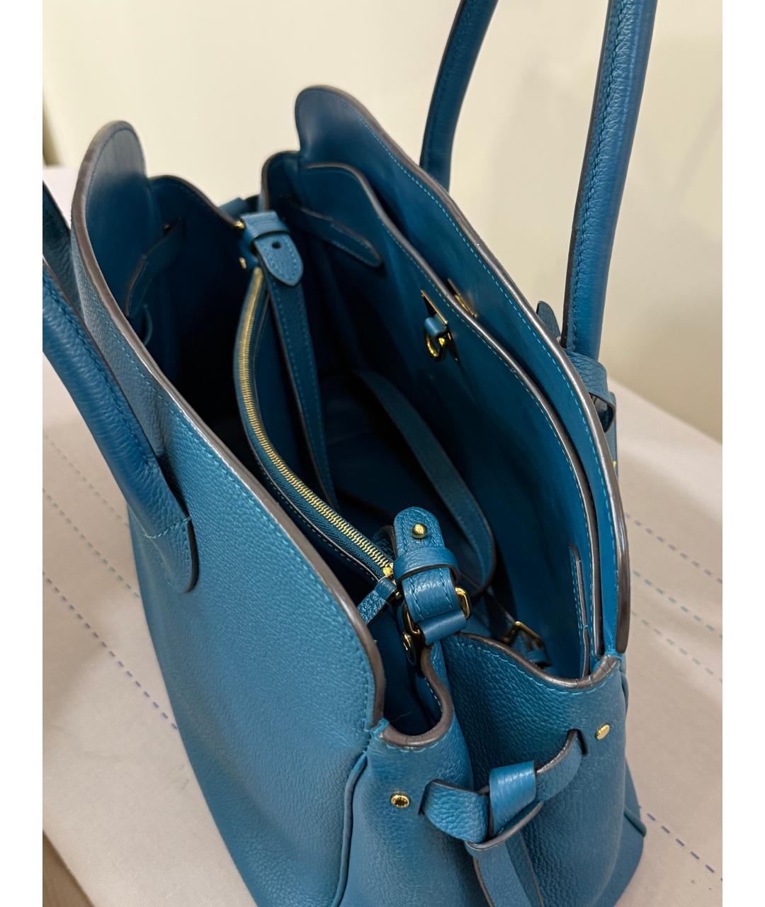 LOUIS VUITTON Синяя кожаная сумка тоут, фото 4