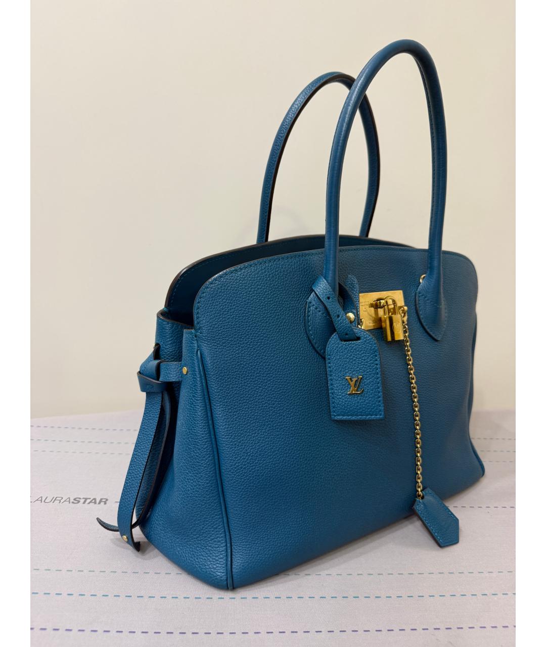LOUIS VUITTON Синяя кожаная сумка тоут, фото 2
