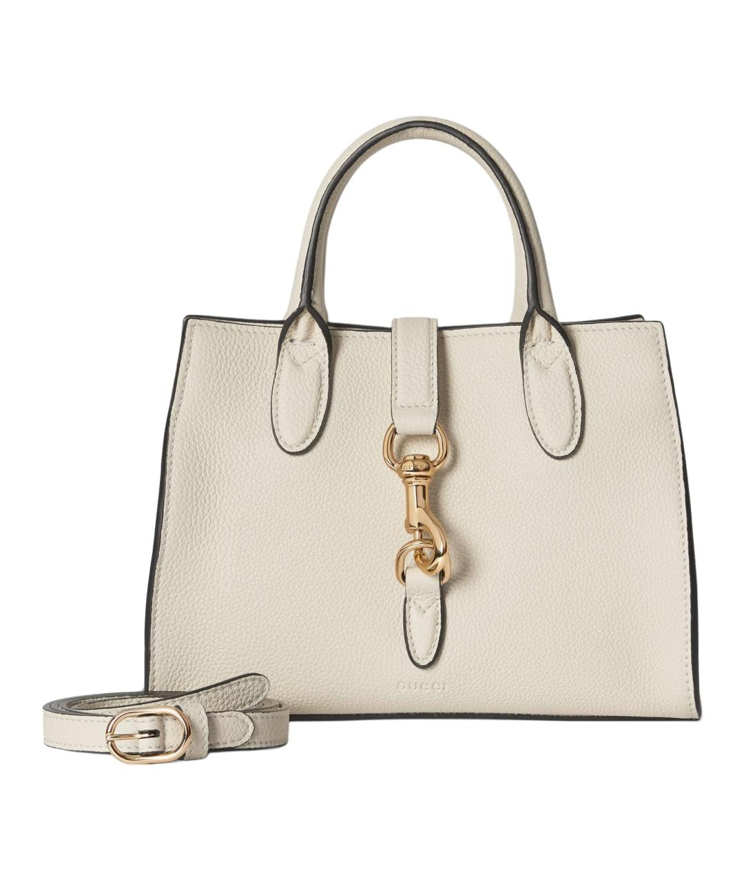 GUCCI Белая кожаная сумка с короткими ручками, фото 2