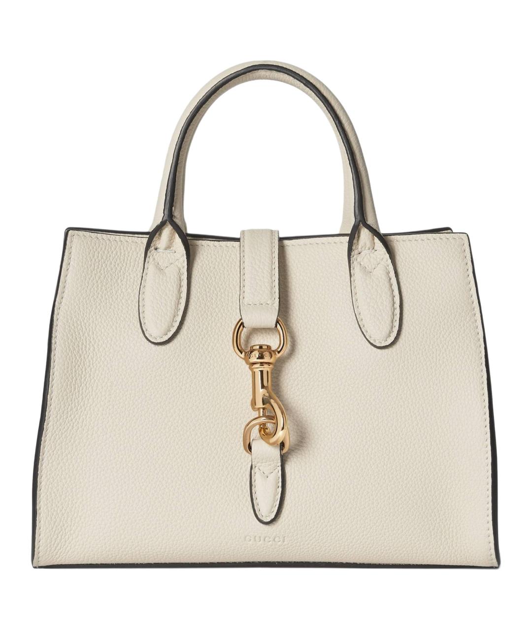 GUCCI Белая кожаная сумка с короткими ручками, фото 1