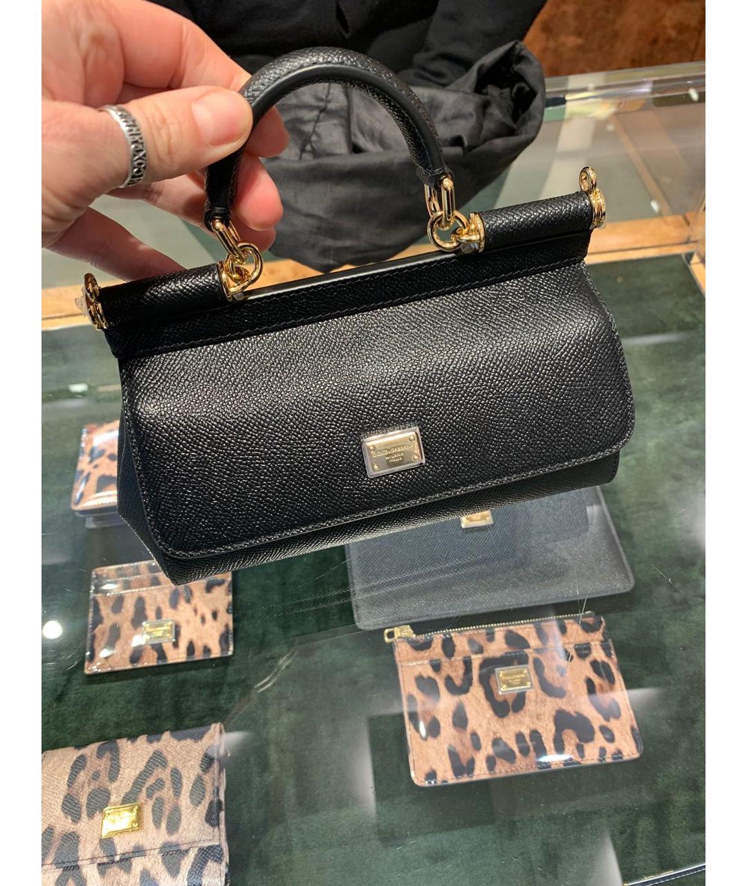 DOLCE&GABBANA Черная кожаная сумка с короткими ручками, фото 5