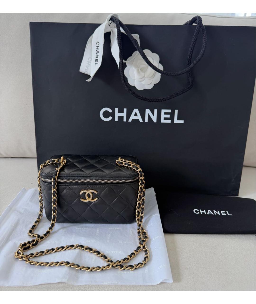 CHANEL Черная кожаная сумка через плечо, фото 3